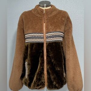 UGG Brown and Tan Fleece Jacket